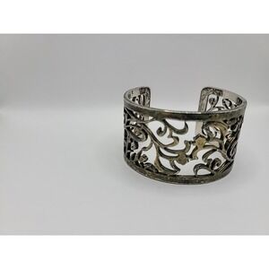 Vintage Cookie Lee Bracelet Cuff Metal Gold Tone Silver Tone Jewelry Costume